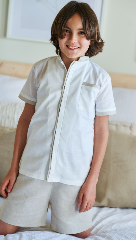 Conjunto Beige de Lino niño
