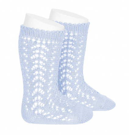 Media Perle Calado Azul Bebe