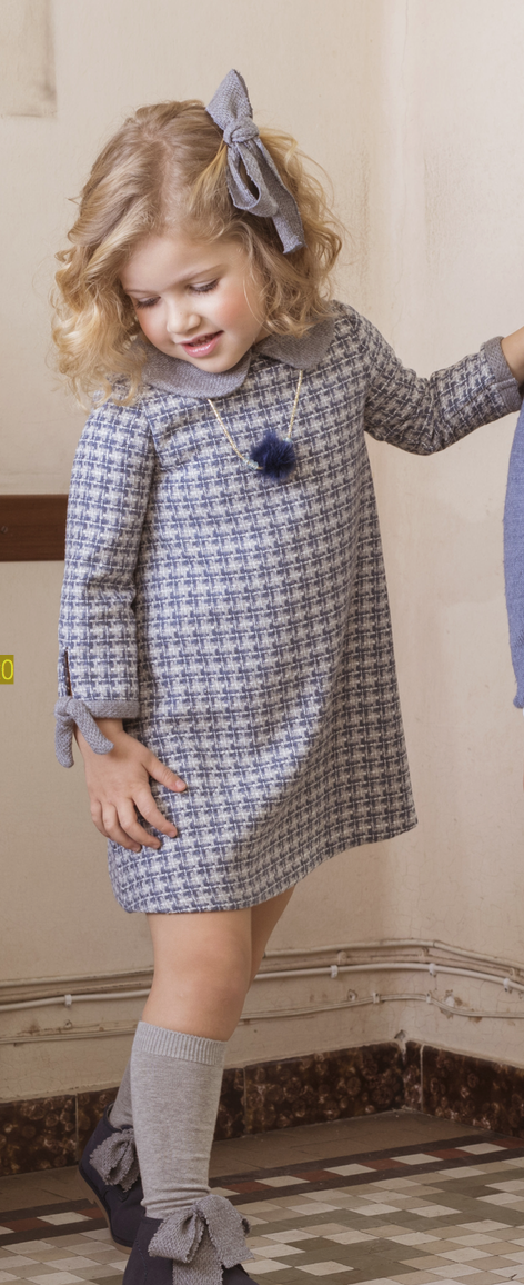 Vestido cuadros celeste