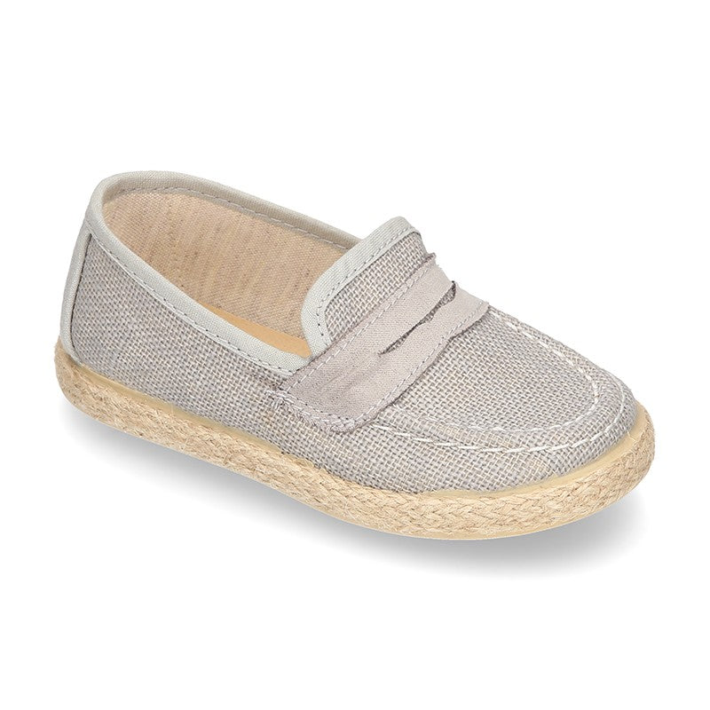 Zapatos Mocasín tipo alpargata en lino Okaa