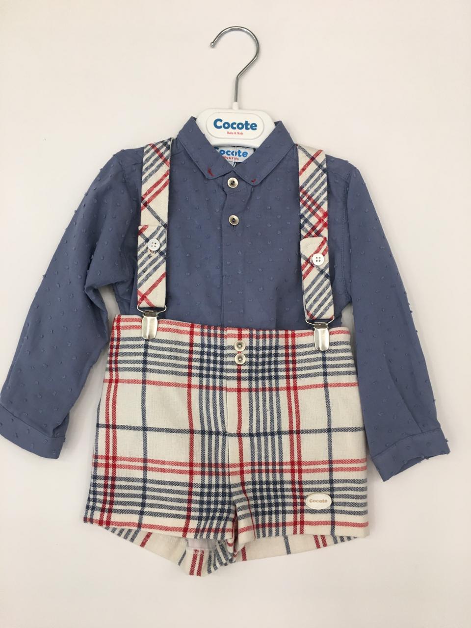 Short con tirantes a cuadros