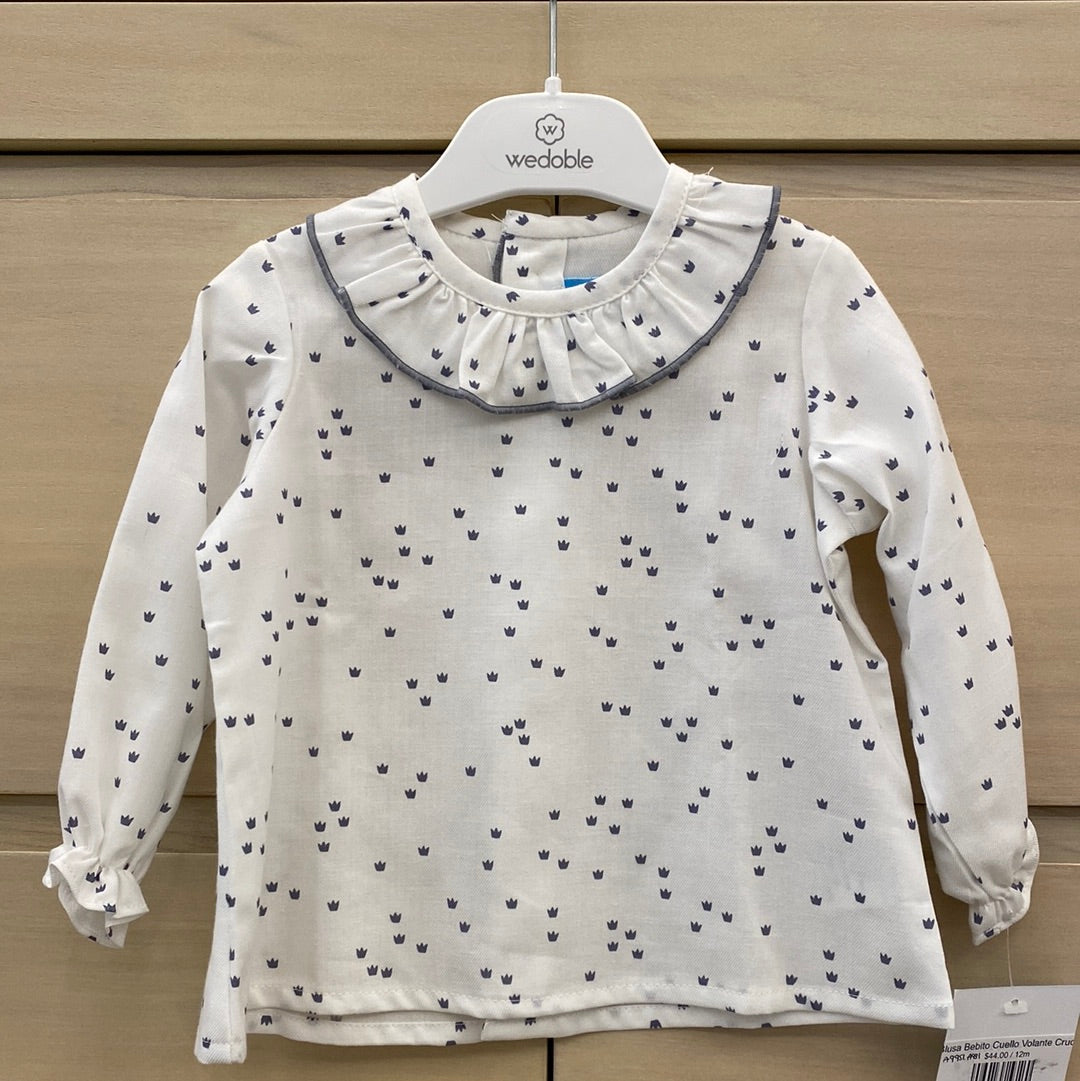 Blusa Bebito Cuello Volante Crudo