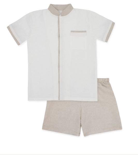 Conjunto Beige de Lino niño