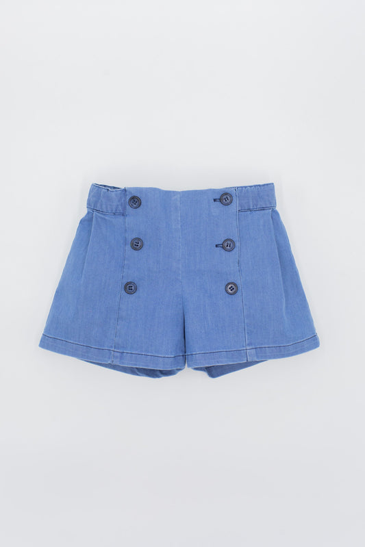 Short botones denim azul