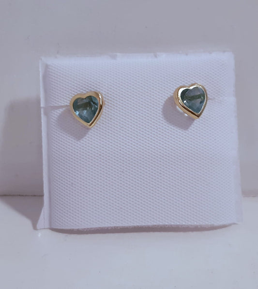 Aretes corazón aguamarina