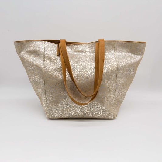 Marseille | Beige tote bag with lace pattern