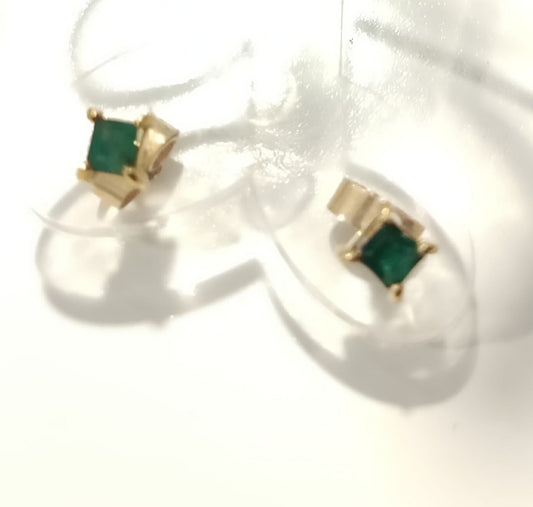 aretes esmeraldas cuadrados